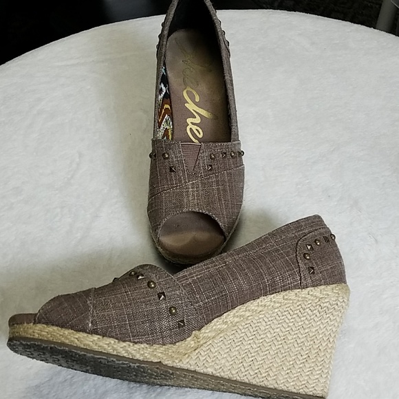 skechers peep toe wedges